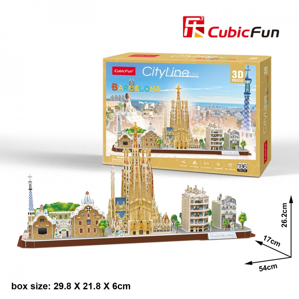 3D puzzle: CityLine Barcelona CubicFun 3D hres plet makettek